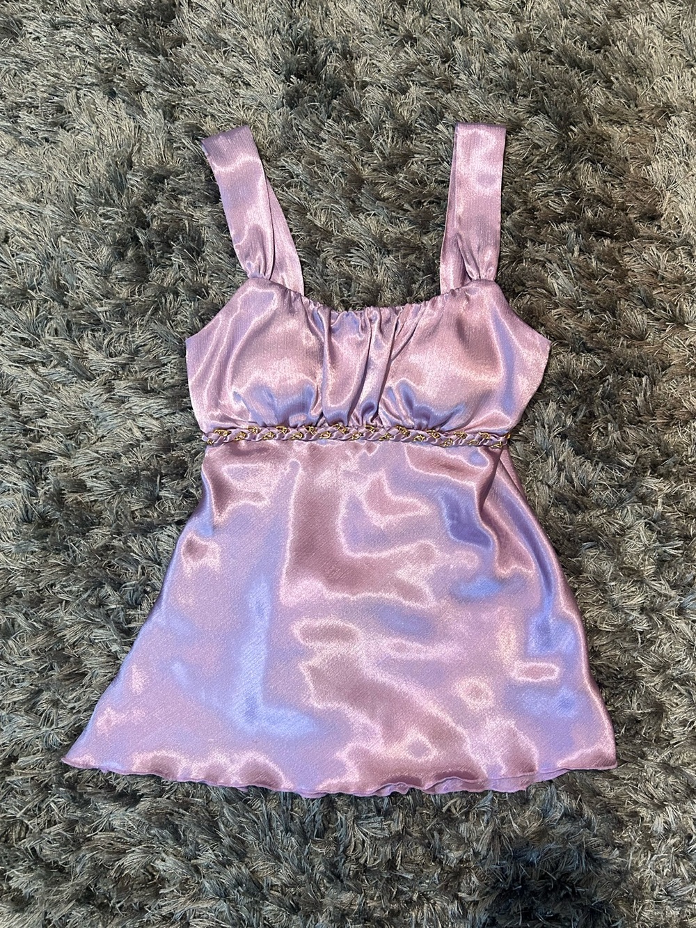 IZ Byer Lavender Satin Babydoll Cami Top S NWT Y2K